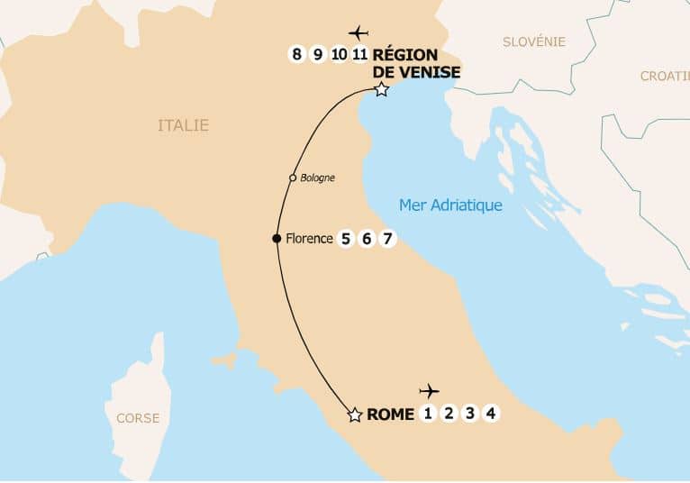 Carte de l’itinéraire – L'Italie en liberté
