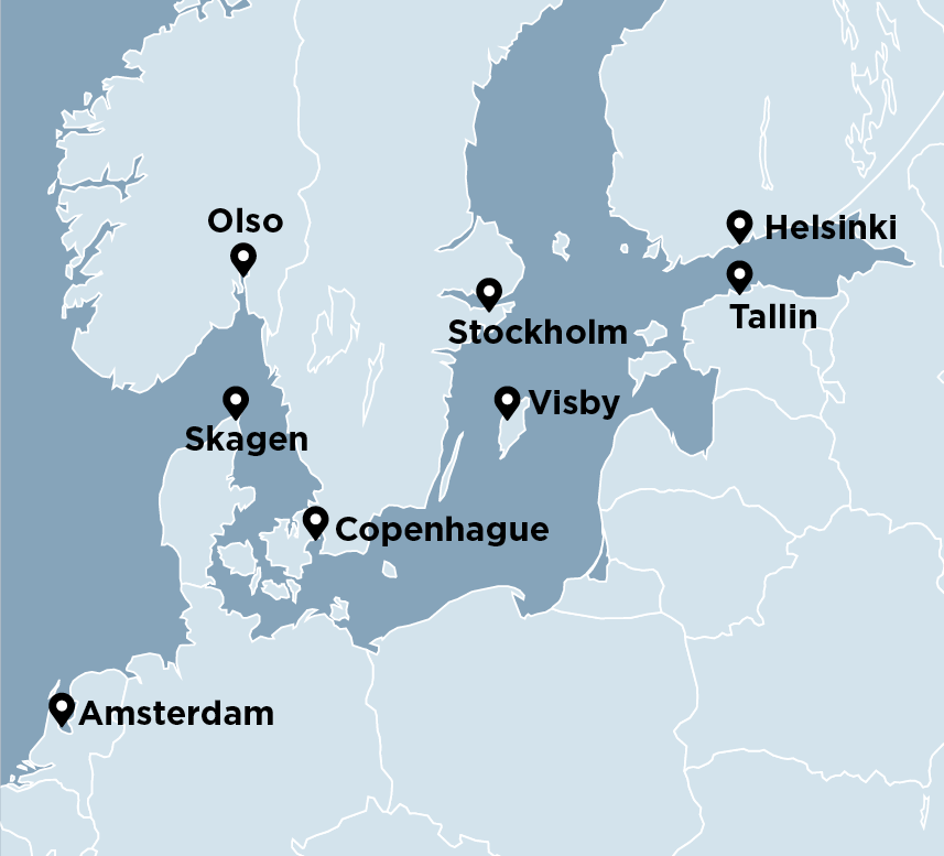 Carte de l’itinéraire – Hollande et pays scandinaves