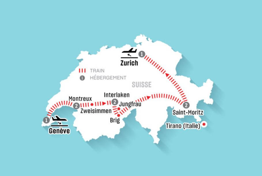 Carte de l’itinéraire – La Suisse 360