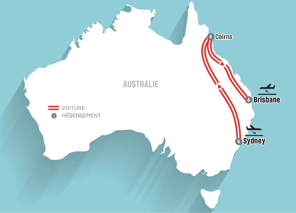 Carte de l’itinéraire – Incontournables de l'Australie