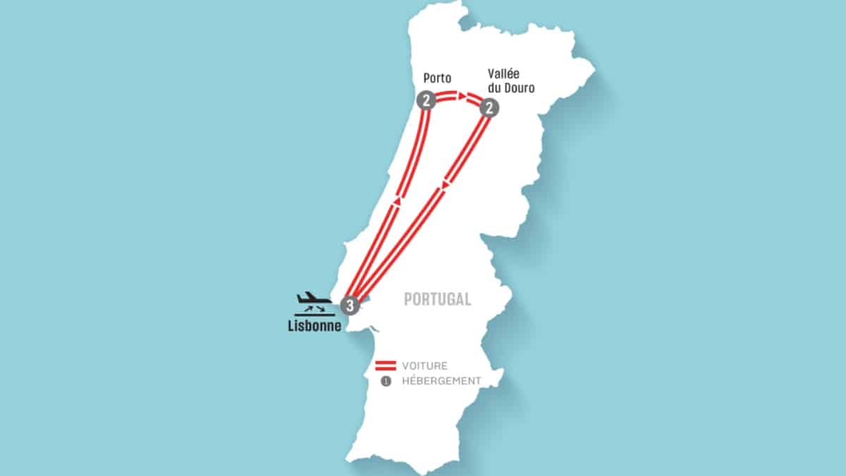 Carte de l’itinéraire – Portugal avec style