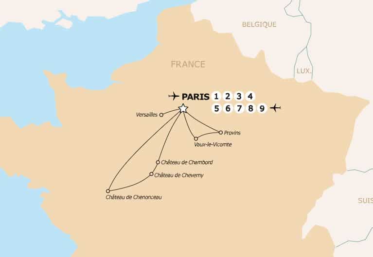 Carte de l’itinéraire – Semaine royale à Paris