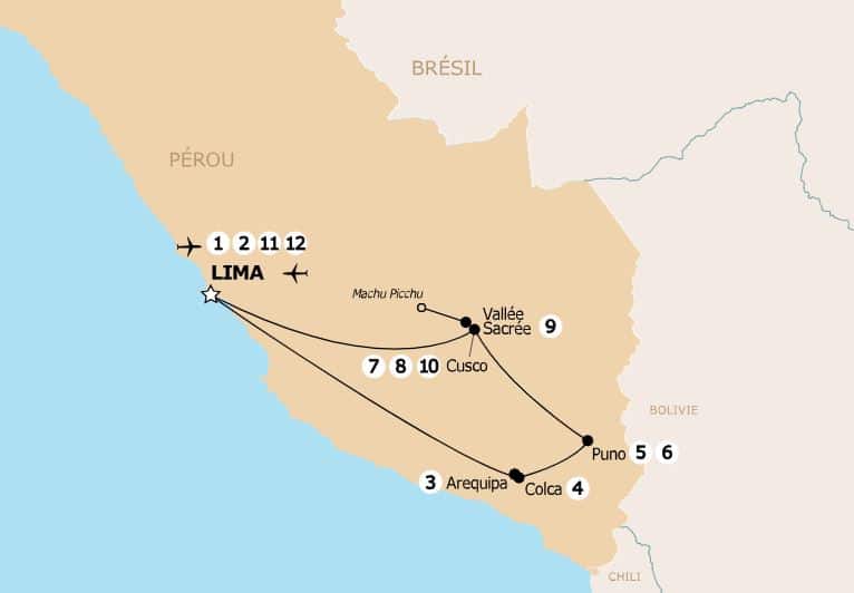 Carte de l’itinéraire – La route des Andes