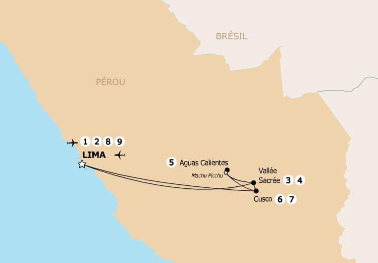 Carte de l’itinéraire – Le magique Pérou