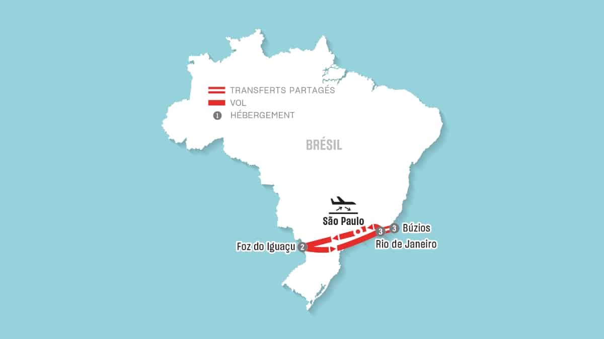 Carte de l’itinéraire – Le meilleur du Brésil